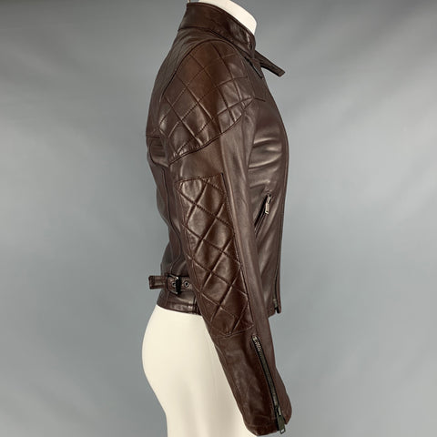 GUCCI Size XS Brown Leather Motorcycle Jacket