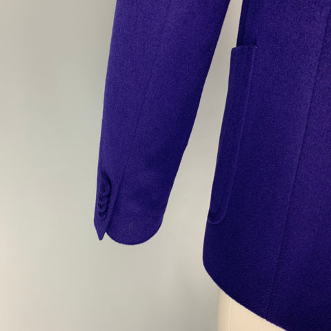ROBERTO CAVALLI Size 40 Purple Cashmere Notch Lapel Sport Coat