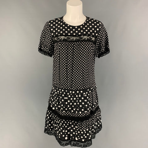 MARC by MARC JACOBS Vestido acampanado de viscosa con lunares blancos y negros talla 2