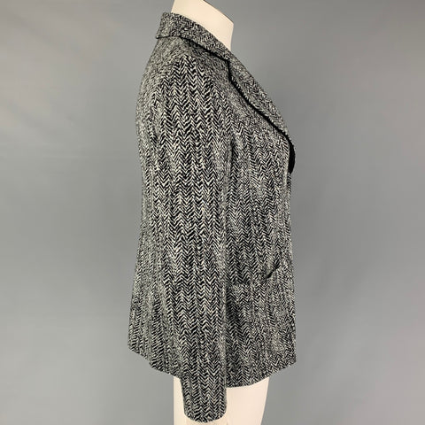 ARMANI COLLEZIONI Size 14 Black White Cotton Blend Jacket Blazer