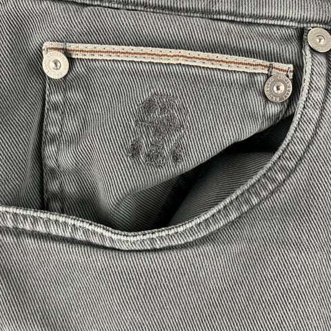 BRUNELLO CUCINELLI Taille 30 Jean gris en coton élasthanne avec braguette boutonnée