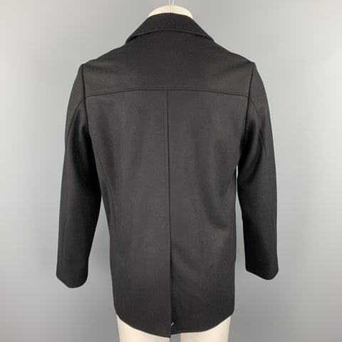SAMUJI Caban double boutonnage en laine noire Taille 40