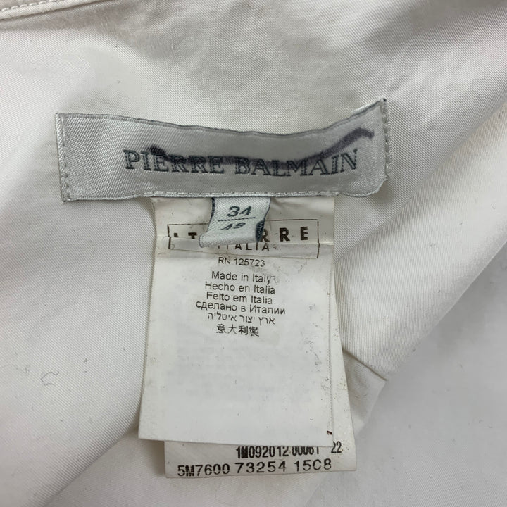 PIERRE BALMAIN Size XL White Black Cotton Ombre Hidden Placket Long Sleeve Shirt