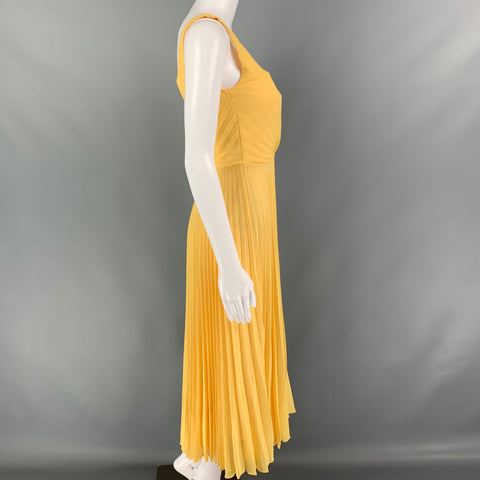 MARCO de VICENZO Size 4 Yellow Polyester Pleated Flared Mini Dress