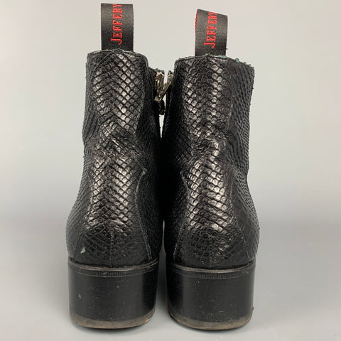 JEFFERY WEST Size 10 Black & White Snake Skin Leather Pointed Toe Boots