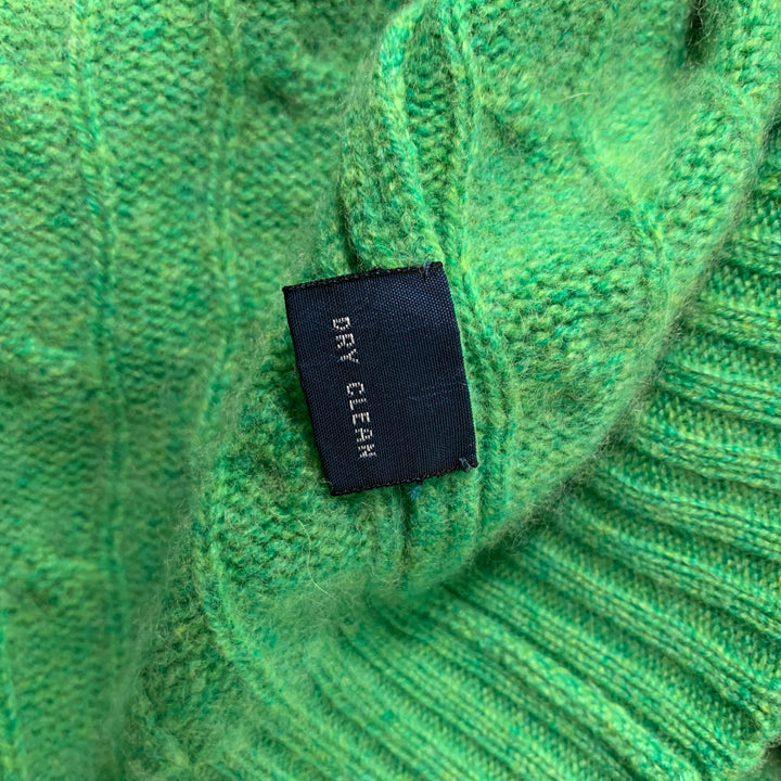 RALPH LAUREN Size XXL Green Cable Knit Cashmere Crew-Neck Sweater