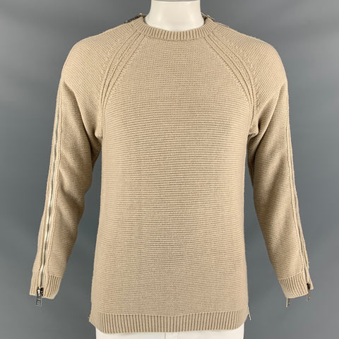 BURBERRY PRORSUM Size M Oatmeal Knitted Side Zipper Sweater
