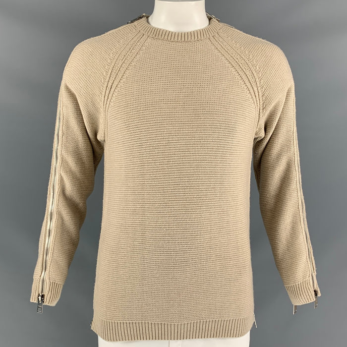 BURBERRY PRORSUM Size M Oatmeal Knitted Side Zipper Sweater