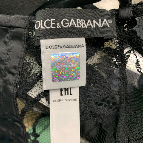DOLCE & GABBANA Size XS Black Cotton Blend Bralette Casual Top