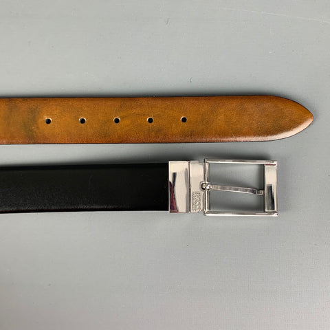 HUGO BOSS Size 38 Black Brown Reversible Leather Belt