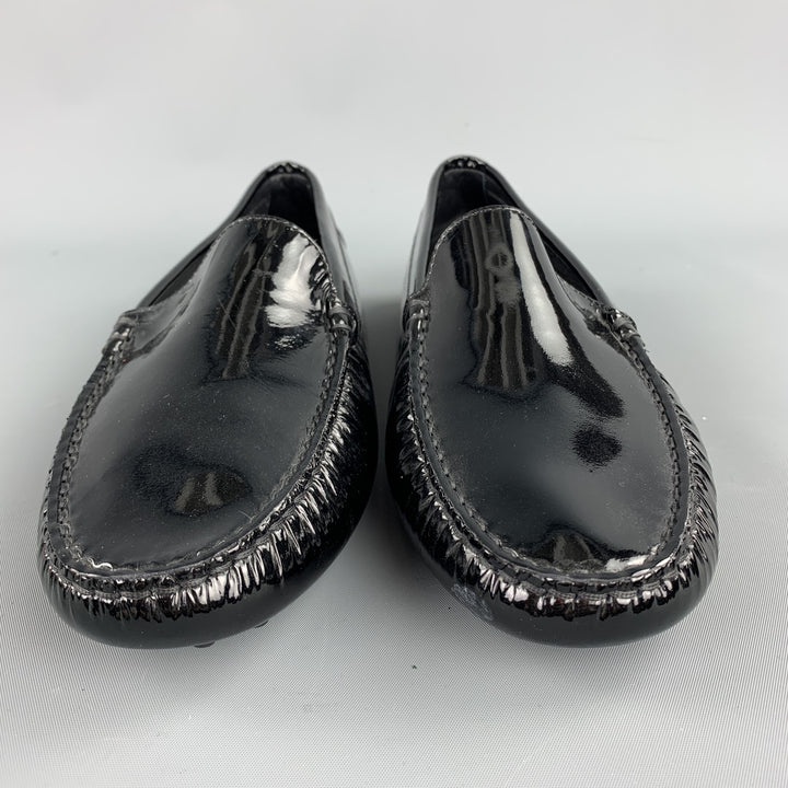 TOD'S Chaussures plates Drivers en cuir verni noir taille 10