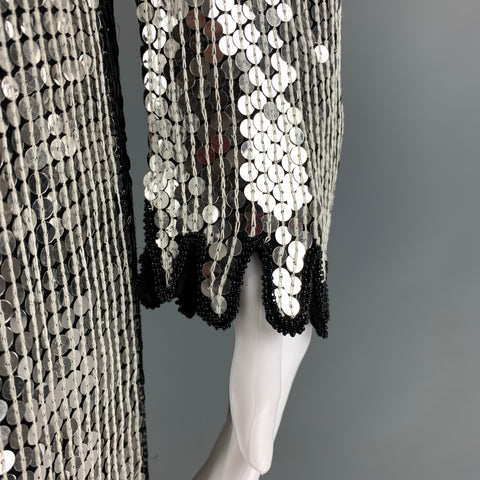 JUDITH ANN CREATIONS Taille S Robe droite à paillettes argent noir