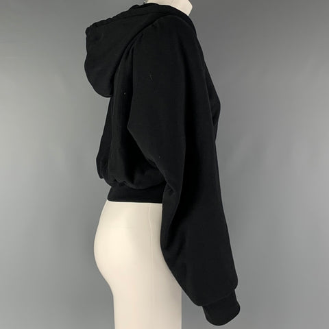 DRIES VAN NOTEN Size XS Black Cotton Ribbed Hoodie Casual Top