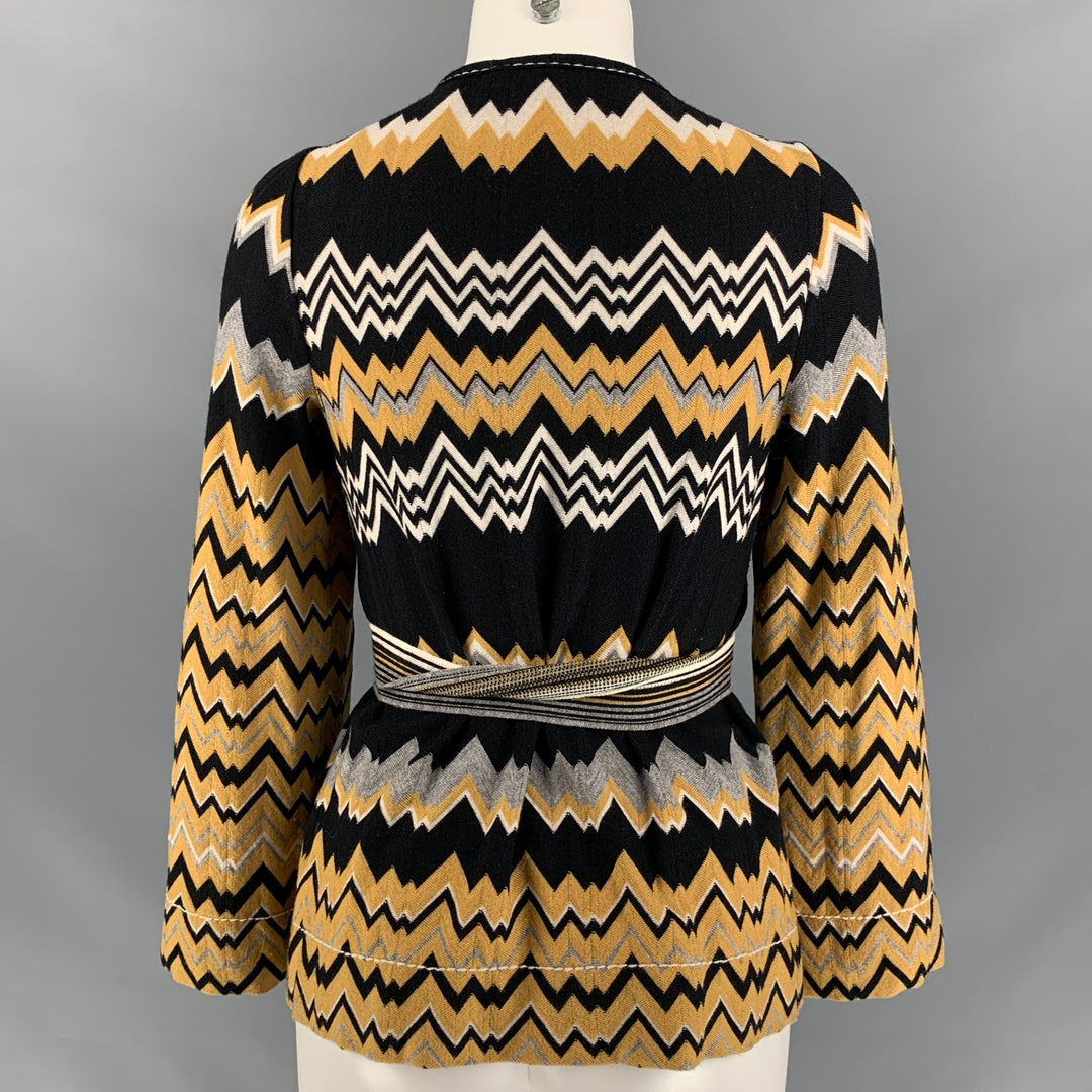 MISSONI Size 2 Mustard Black & White Wool / Nylon Knitted Dress Top
