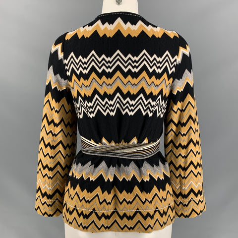 MISSONI Top de vestir de punto de lana / nailon en blanco y negro mostaza talla 2