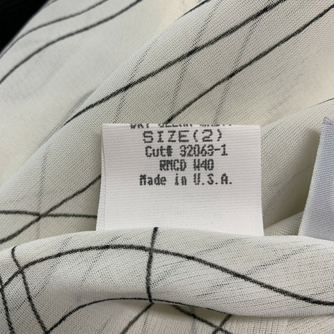LAUNDRY Size 2 White Black Rayon Abstract Button Up Blouse