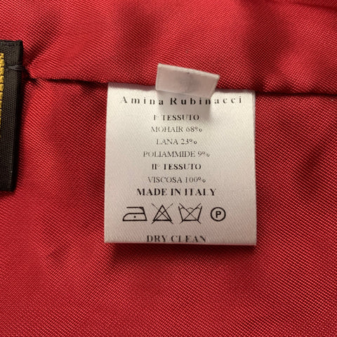 AMINA RUBINACCI Taille 4 Manteau à revers cranté en laine mohair texturée framboise