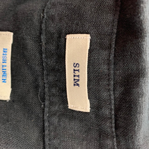 J.CREW Size L Black Linen Long Sleeve Shirt