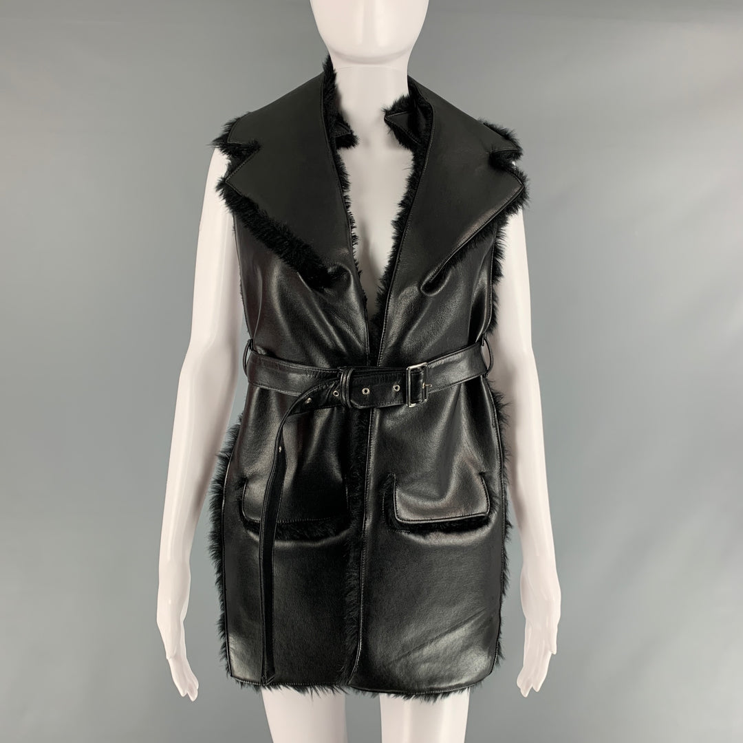 NOIR KEI NINOMIYA Size M Black Faux Fur Faux Leather Scarves