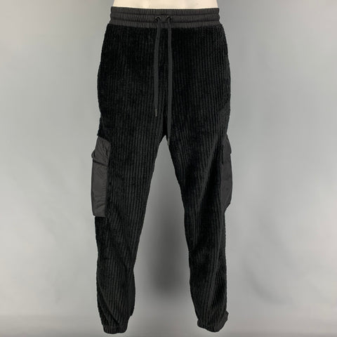 MONCLER Size L Black Fleece Polyester 2 Piece Set