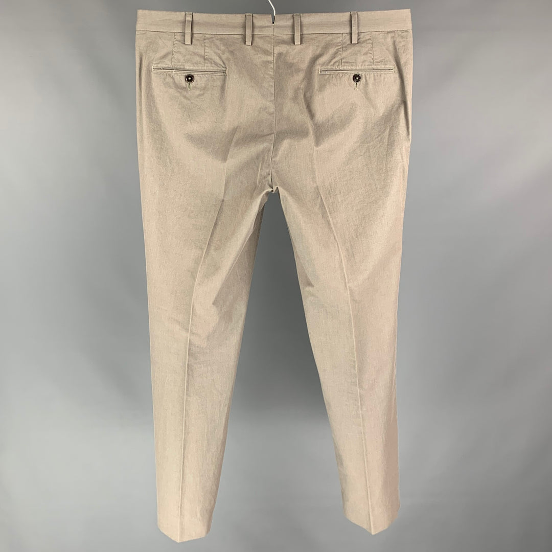 PT01 Size 38 Taupe Cotton Zip Fly Dress Pants
