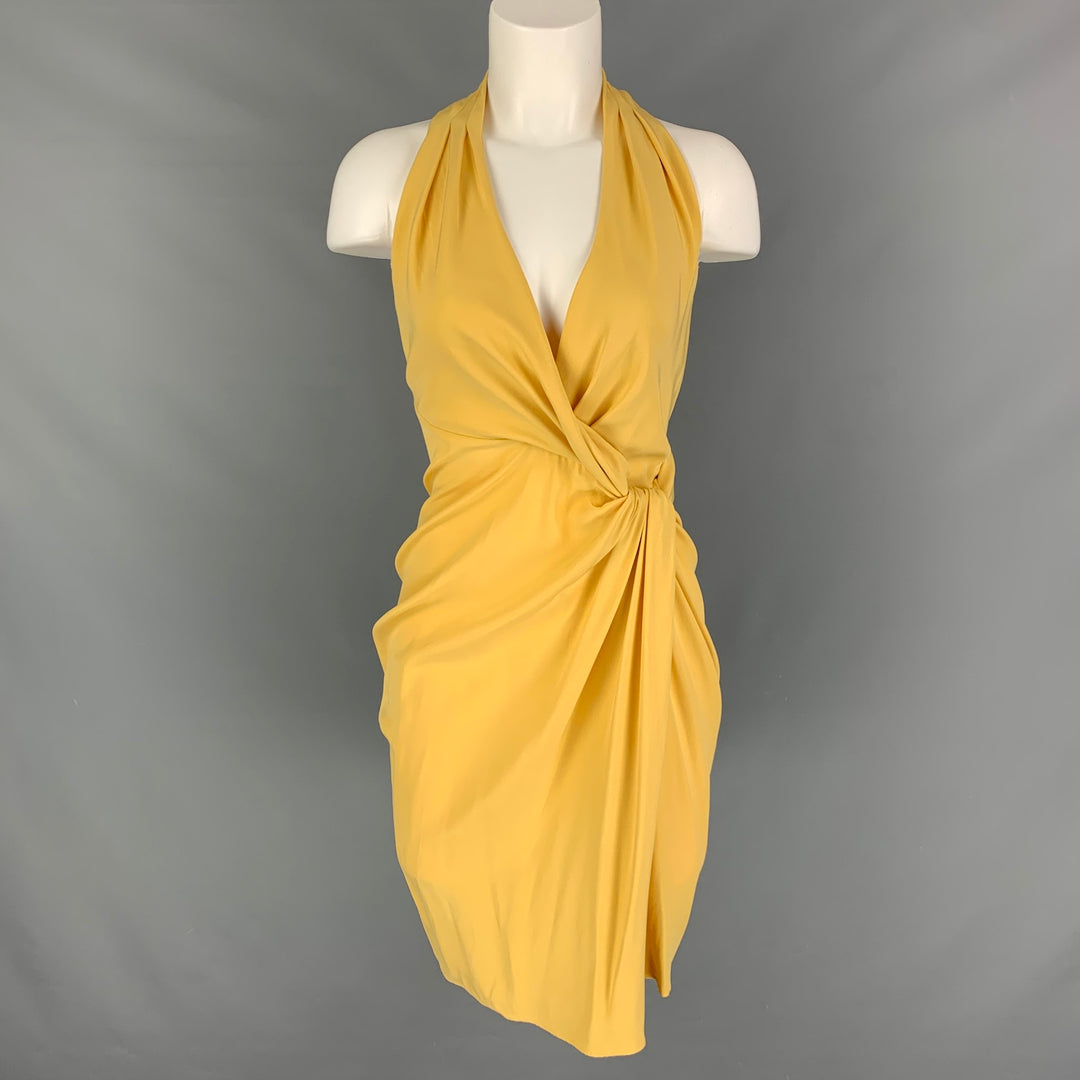 CATHERINE MALANDRINO Size 4 Yellow Silk Wrap Dress Sui Generis Designer Consignment CATHERINE MALANDRINO Size 4 Yellow Silk Wrap Dress Sui Generis Designer Consignment