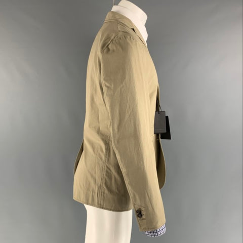 DSQUARED2 Chest Size 40 Khaki Solid Cotton Notch Lapel Sport Coat