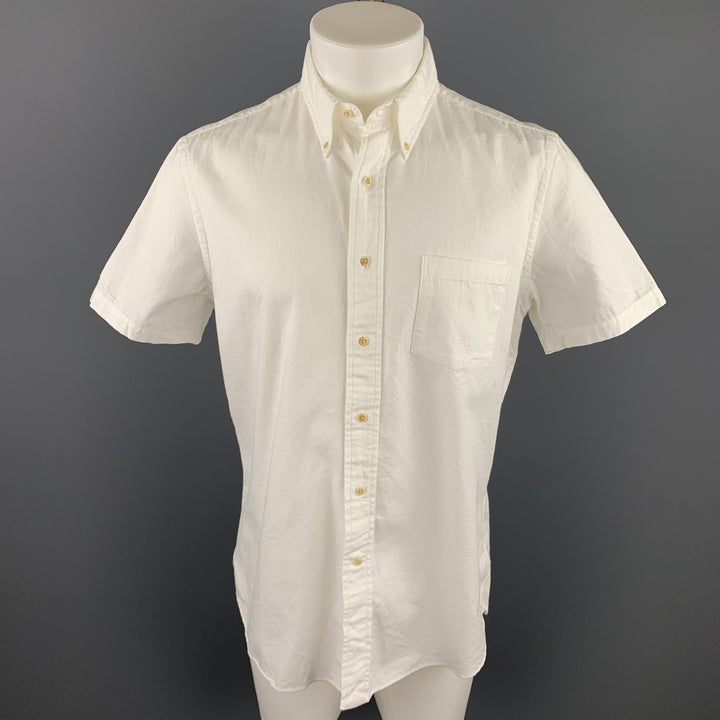 UNIONMADE Size M White Cotton Button Down Short Sleeve Shirt