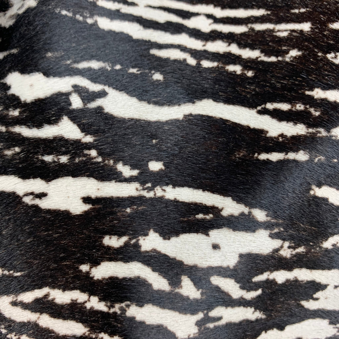 ISABEL MARANT Size 2 Black Cream Merino Wool Zebra Calf hair Jacket