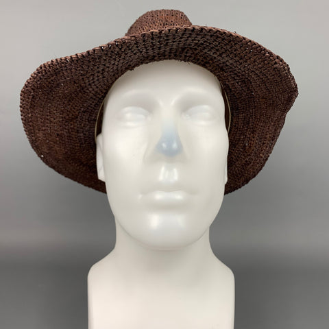 FLORA BELLA Sombrero Fedora de rafia tejida marrón