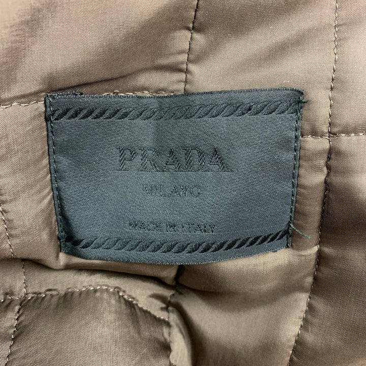 PRADA Size XL Dark Brown Shearling Collar Parka Jacket