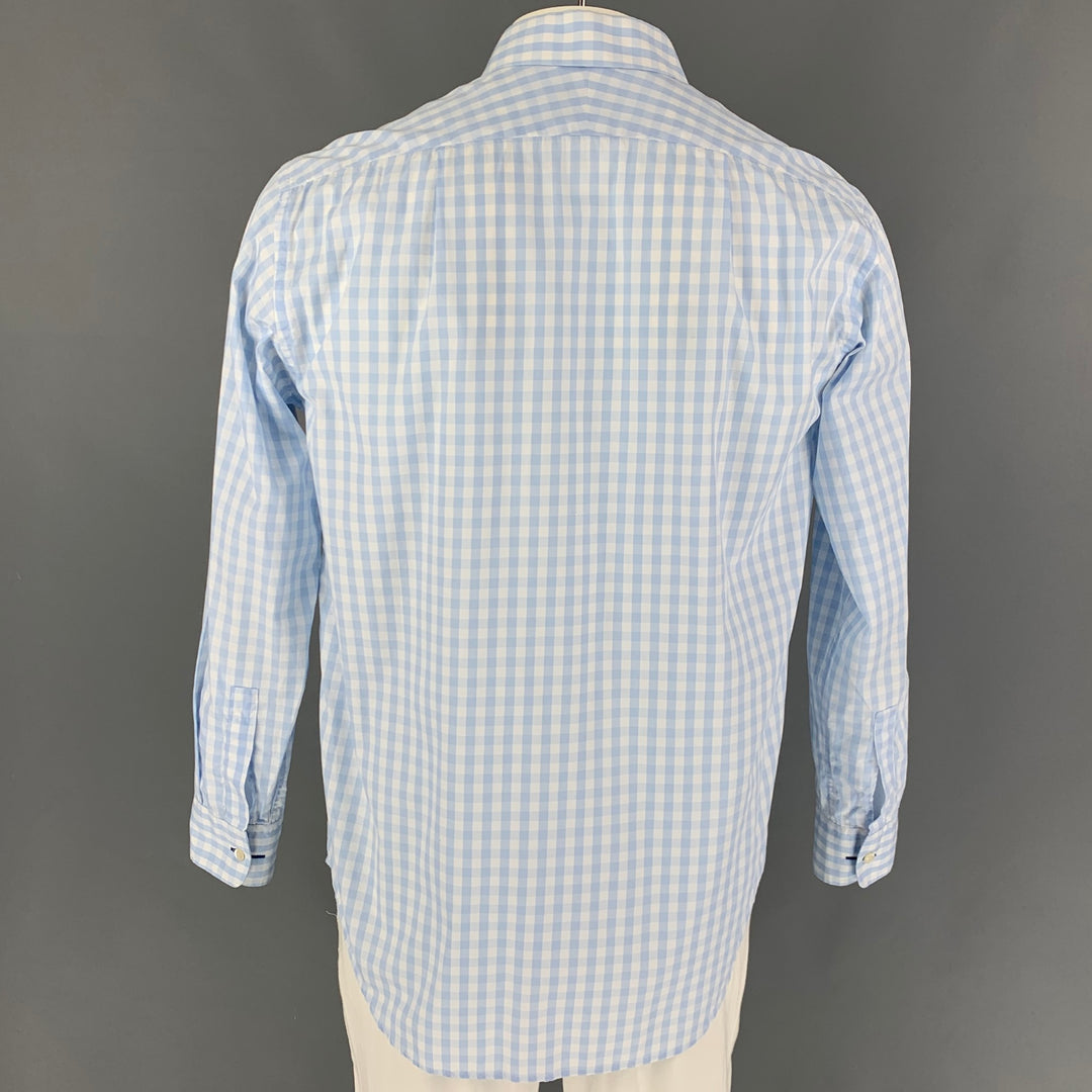 PAUL SMITH Size L Light Blue White Gingham Cotton Long Sleeve Shirt