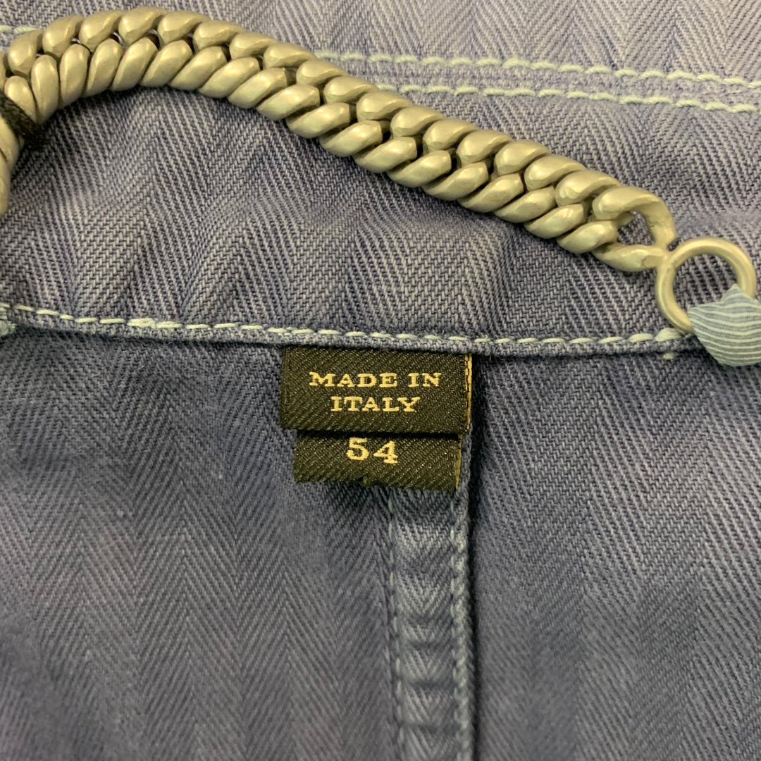 BURBERRY Size 44 Blue Wash Cotton Linen Worker Jacket