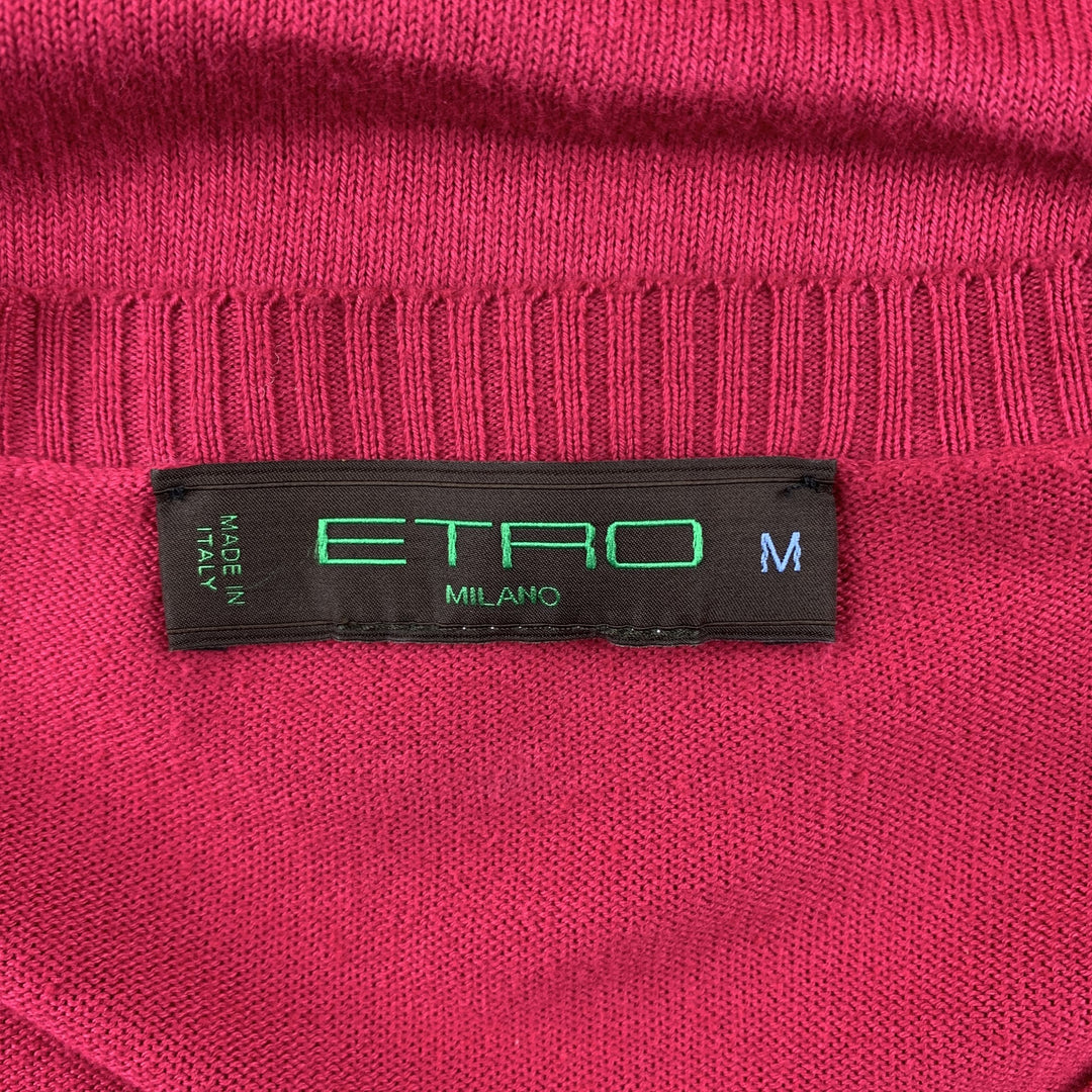ETRO Jersey con cuello en V en mezcla de algodón frambuesa talla M