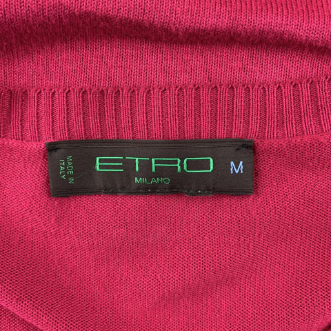 ETRO Pull à col en V en coton mélangé framboise taille M