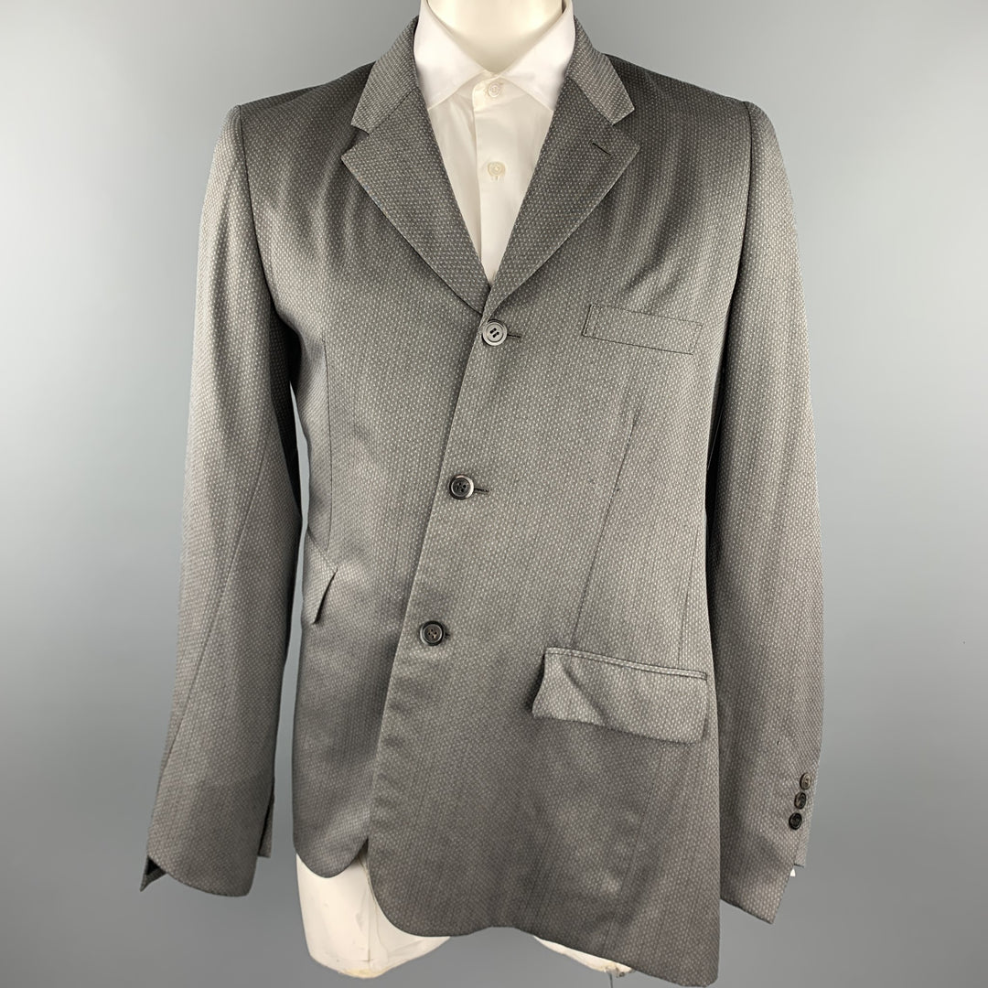 COMME des GARCONS HOMME PLUS Size L Grey & Blue Nailhead Wool / Polyester Sport Coat