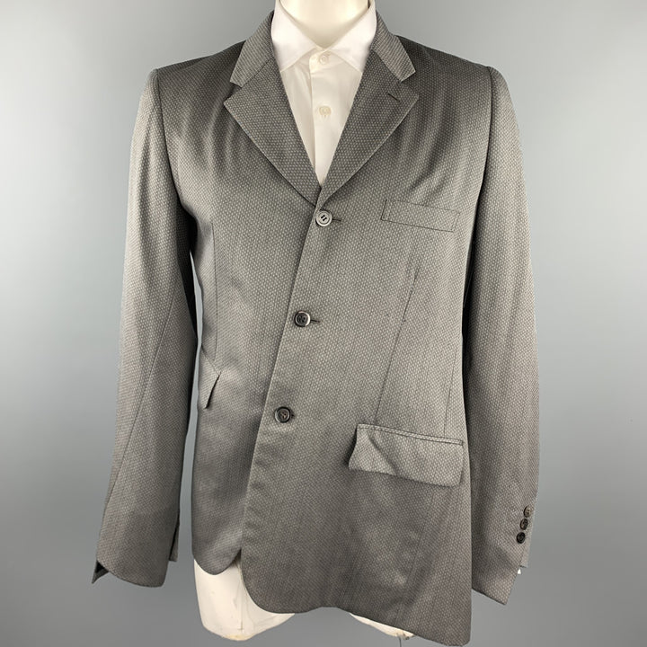 COMME des GARCONS HOMME PLUS Taille L Manteau de sport en laine / polyester gris et bleu Nailhead