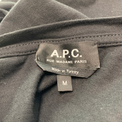 A.P.C. Size M Black White Logo Cotton Jersey T-shirt