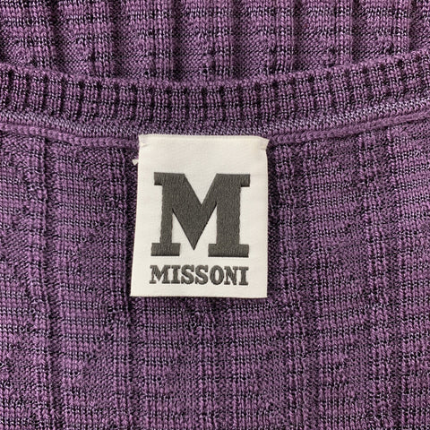 M MISSONI Size 2 Purple Knitted Textured Wool / Viscose Casual Sleeveless Top