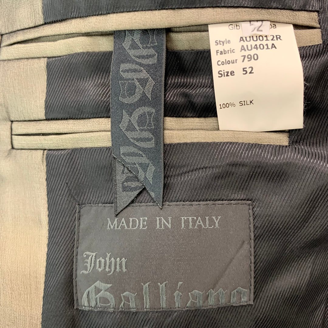 JOHN GALLIANO Size 42 Beige Black Silk 3 Button Sport Coat