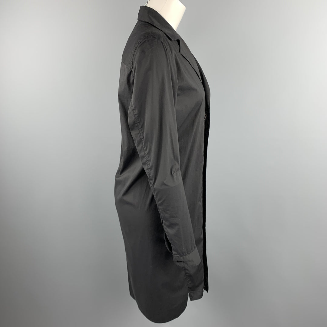 HELMUT LANG Size 6 Black Cotton Blend Hidden Zipper Shirt Dress