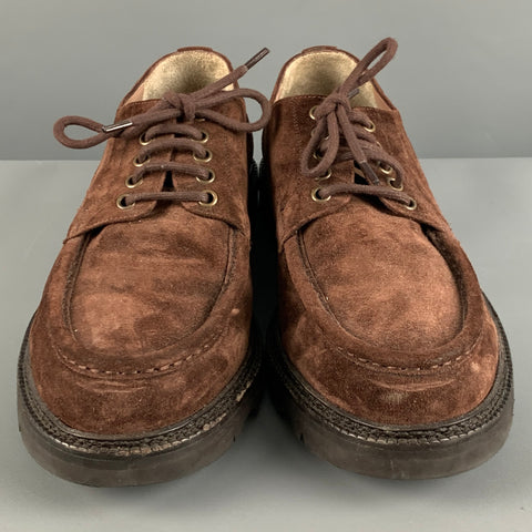 MANOLO BLAHNIK Size 9.5 Brown Suede Lace Up Shoes