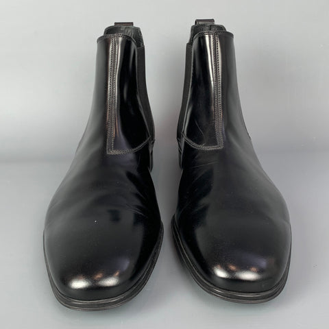SALVATORE FERRAGAMO Size 11 Black Leather Pull On Chelsea Boots