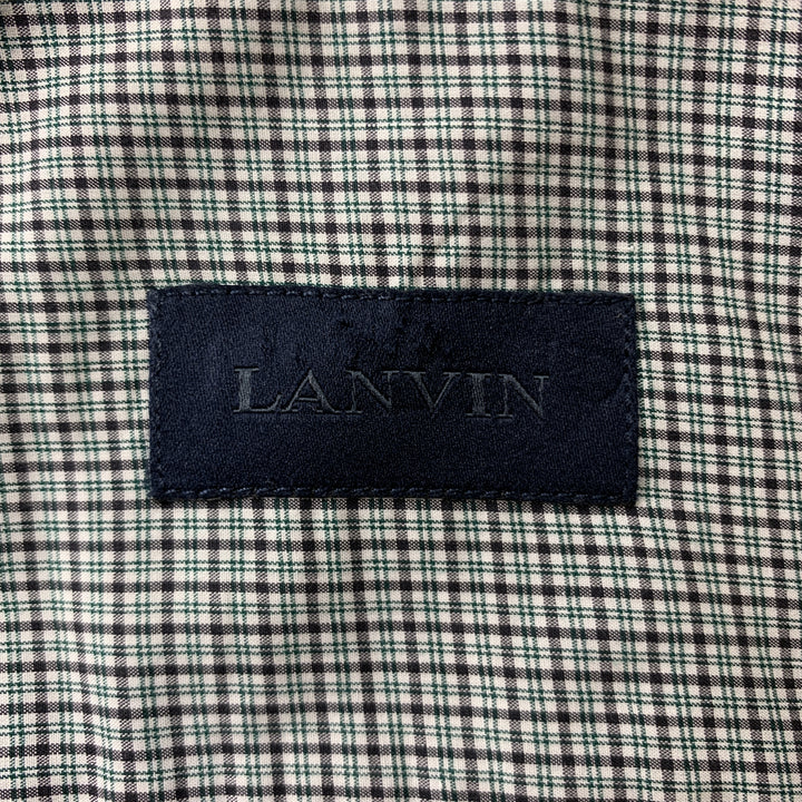 LANVIN Size S Grey Plaid Cotton Button Up Long Sleeve Shirt