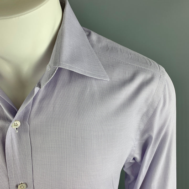 TOM FORD Size M Lavender Grid Cotton Spread Collar Button Up Long Sleeve Shirt