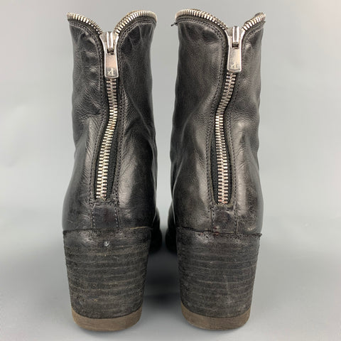 OFFICINE CREATIVE Talla 8.5 Botines con cremallera de cuero desgastado color carbón