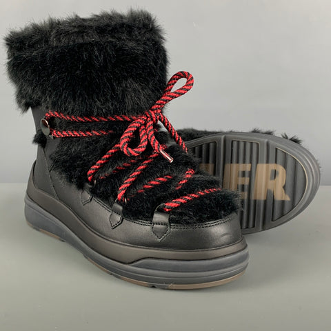 MONCLER Talla 8 Botas de cuero negro