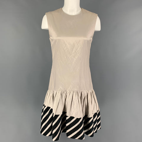 STELLA McCARTNEY Taille 6 Robe sans manches en cupro en coton noir beige