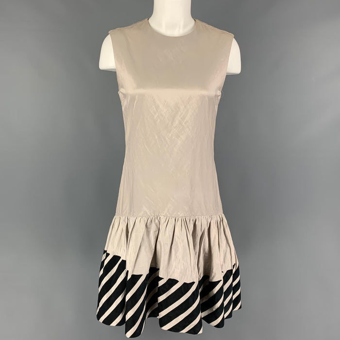 STELLA McCARTNEY Size 6 Beige Black Cotton Cupro Sleeveless Dress