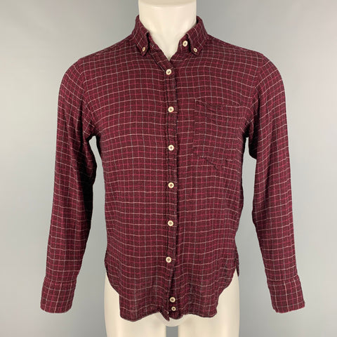 ISABEL MARANT Size XS Burgundy Plaid Viscose &  Wool Long Sleeve Shirt